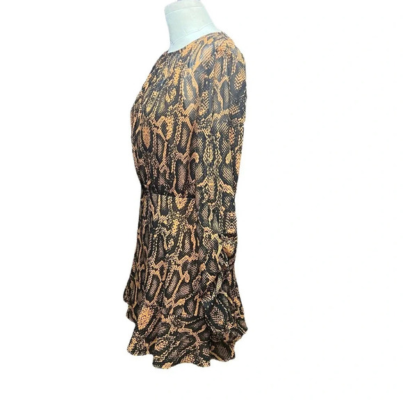 Finders Keepers Lana Snakeskin-Print Mini Dress Brown Black Size US 4 - Picture 5 of 12